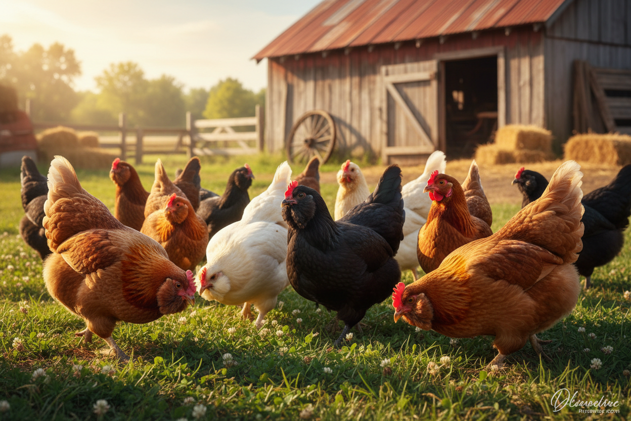 flock of easter egger chickens